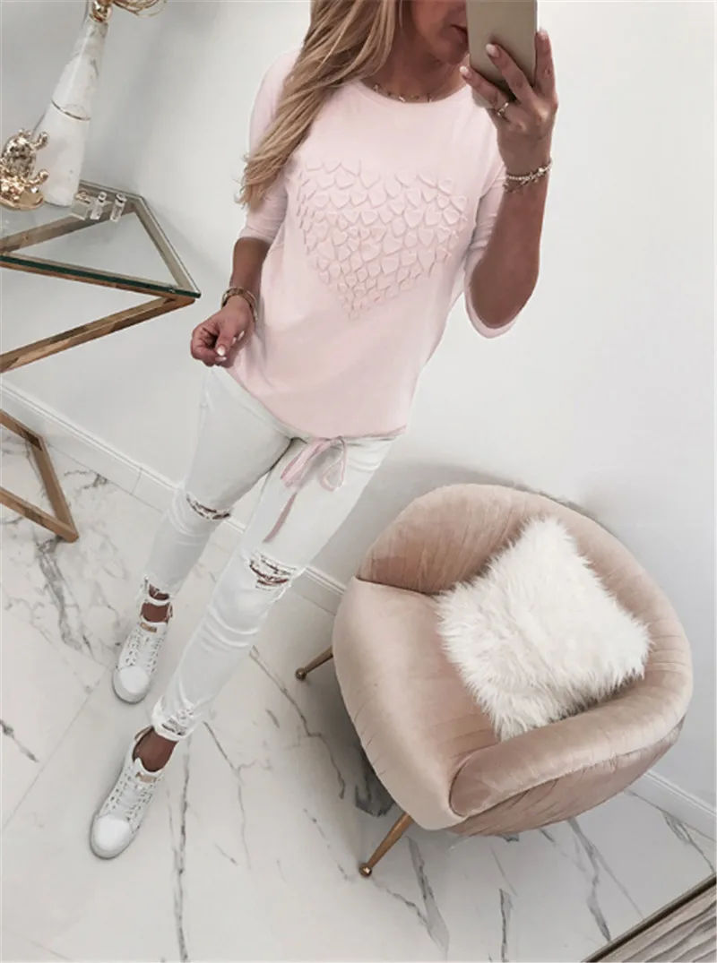 Женская однотонная Толстовка с длинным рукавом круглым вырезом | одежда