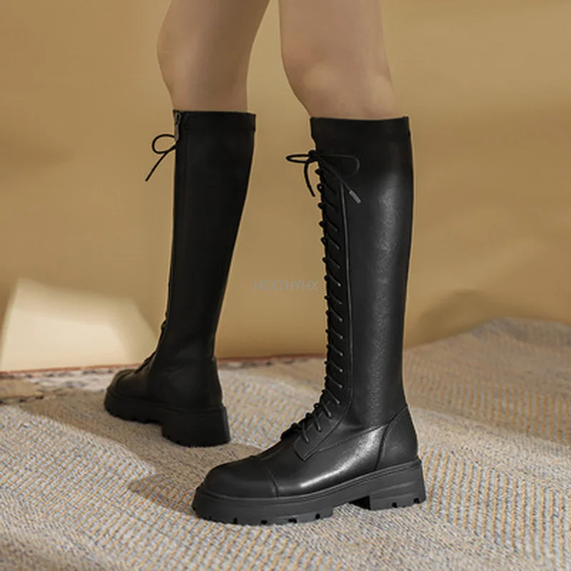 

2022 Sexy Snake Print Pu Leather Round Toe Thick Bottom Mid-Calf Boots Female Women Shoes Pumps Fashion Lace-up Bootties boots