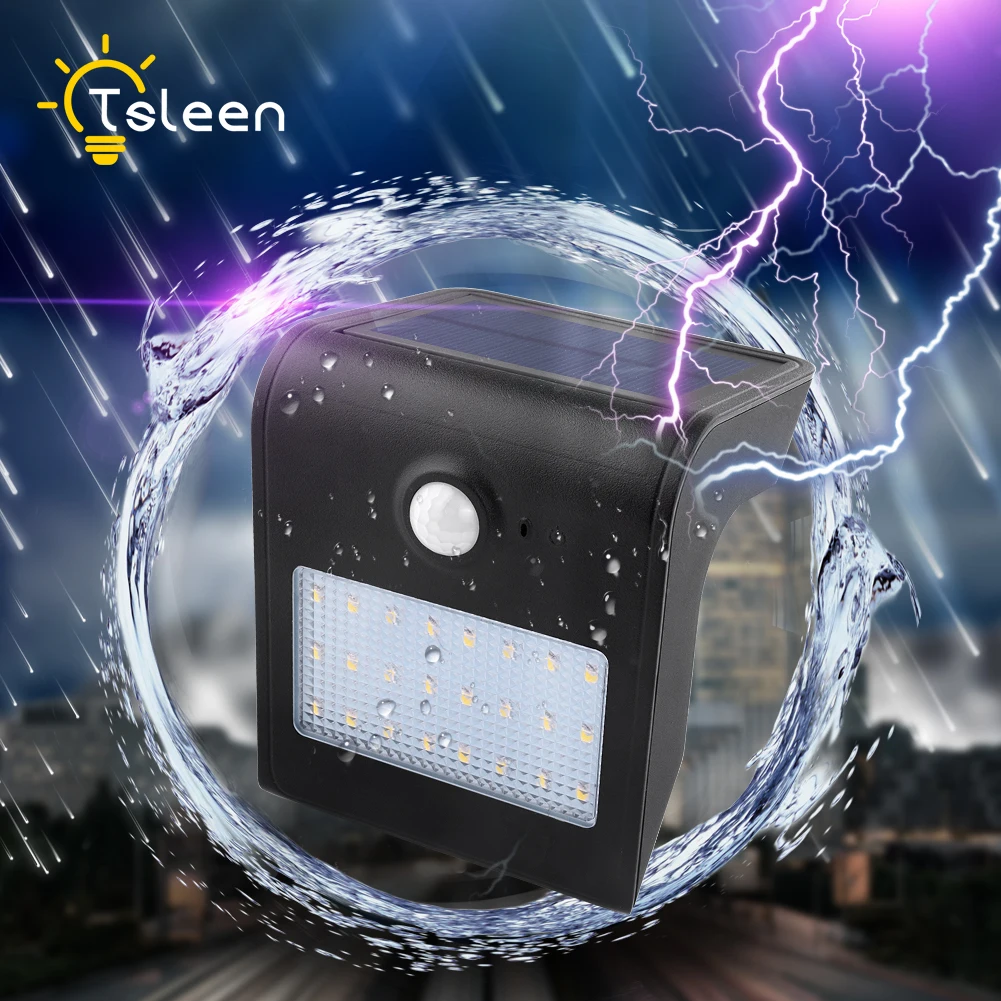 

TSLEEN Solar Light 24 37 Leds Waterproof Solar LED Lamp Cool White Dimming Outdoor Lighting PIR Motion Sensor Walkway Fence Lamp