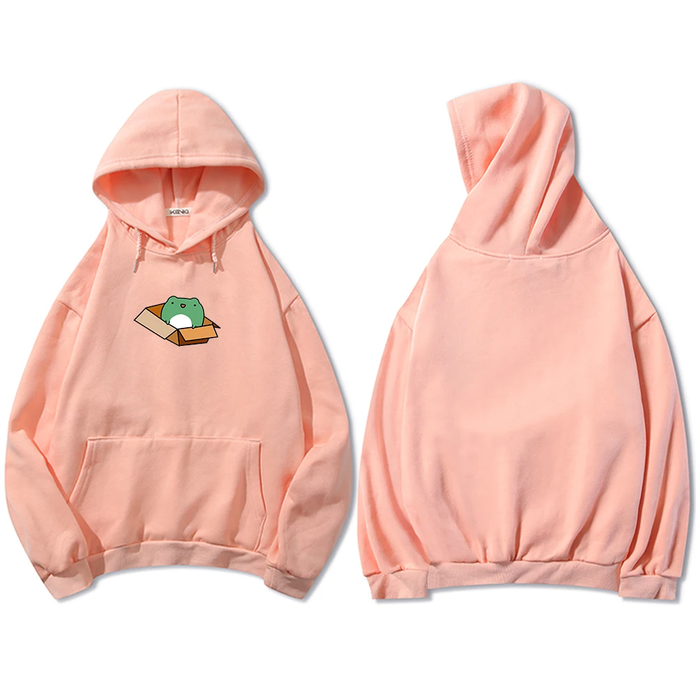 Vintage Harajuku Frog Pullover Sweatshirt Oversize Korean Style Sweatshirt Women Sweetshirt Long Sleeve Loose Fit Winter Hoodies