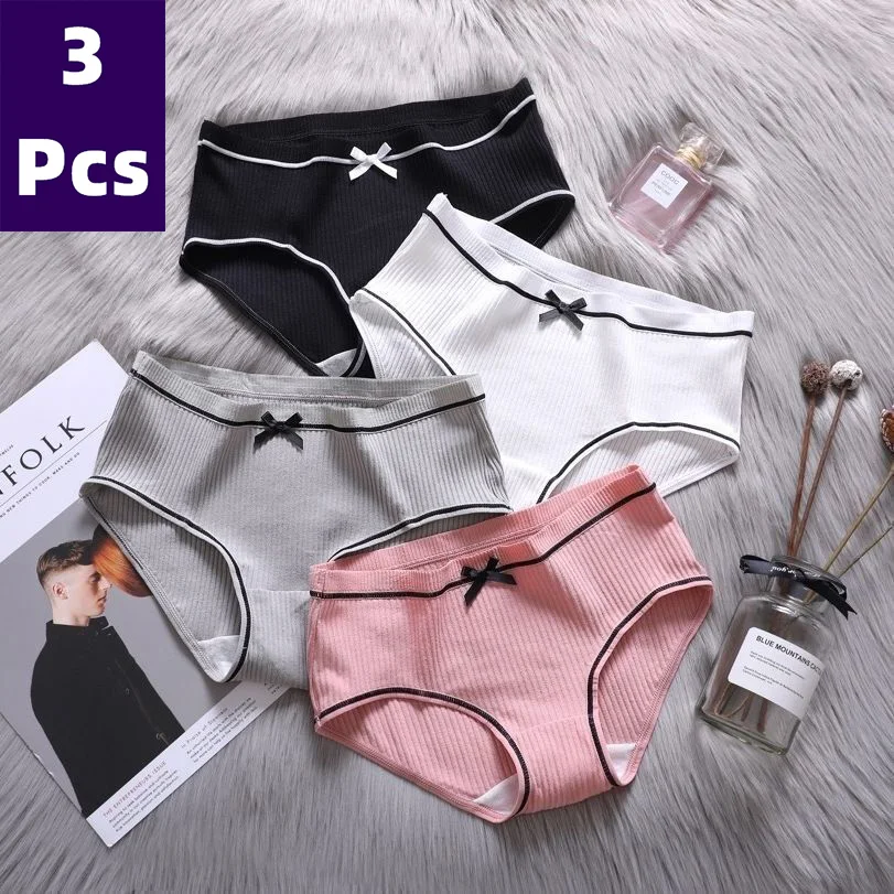 3 шт./упаковка детские носки женские сексуальные трусики из дышащего хлопка милые