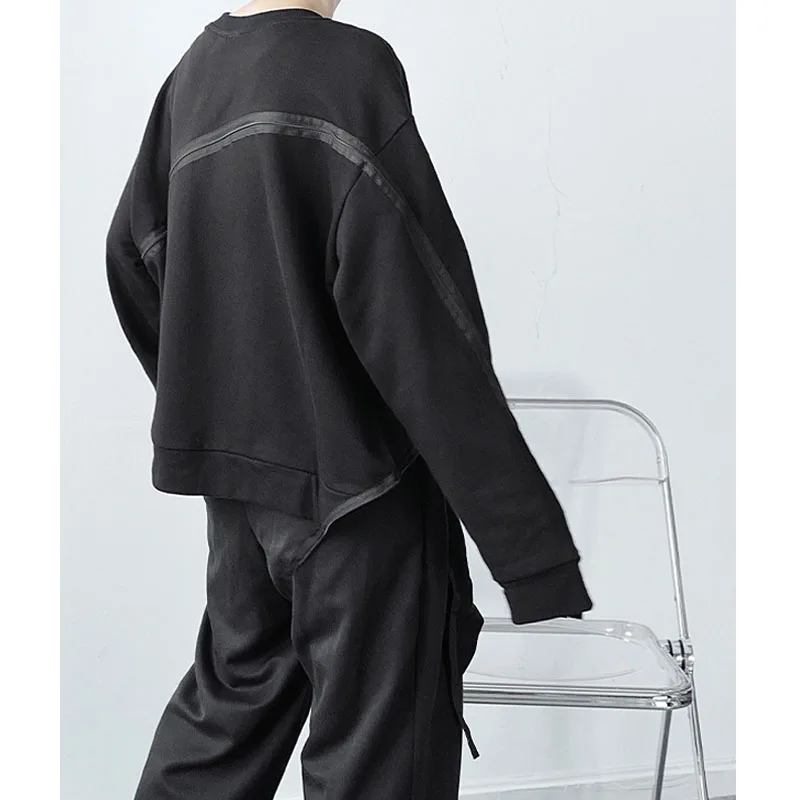 

New Male Women Japan Streetwear Dark Black Style Hip Hop Sweatshirt Men's Pullover Irregular Loose Zipper Hoodie