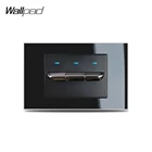 Настенный светильник ключатель света US 3 Gang, настенный переключатель, панель для стен L3, кристаллическое черное стекло, 118*75 мм, ретро кнопочный прерыватель для лестницы, коридора