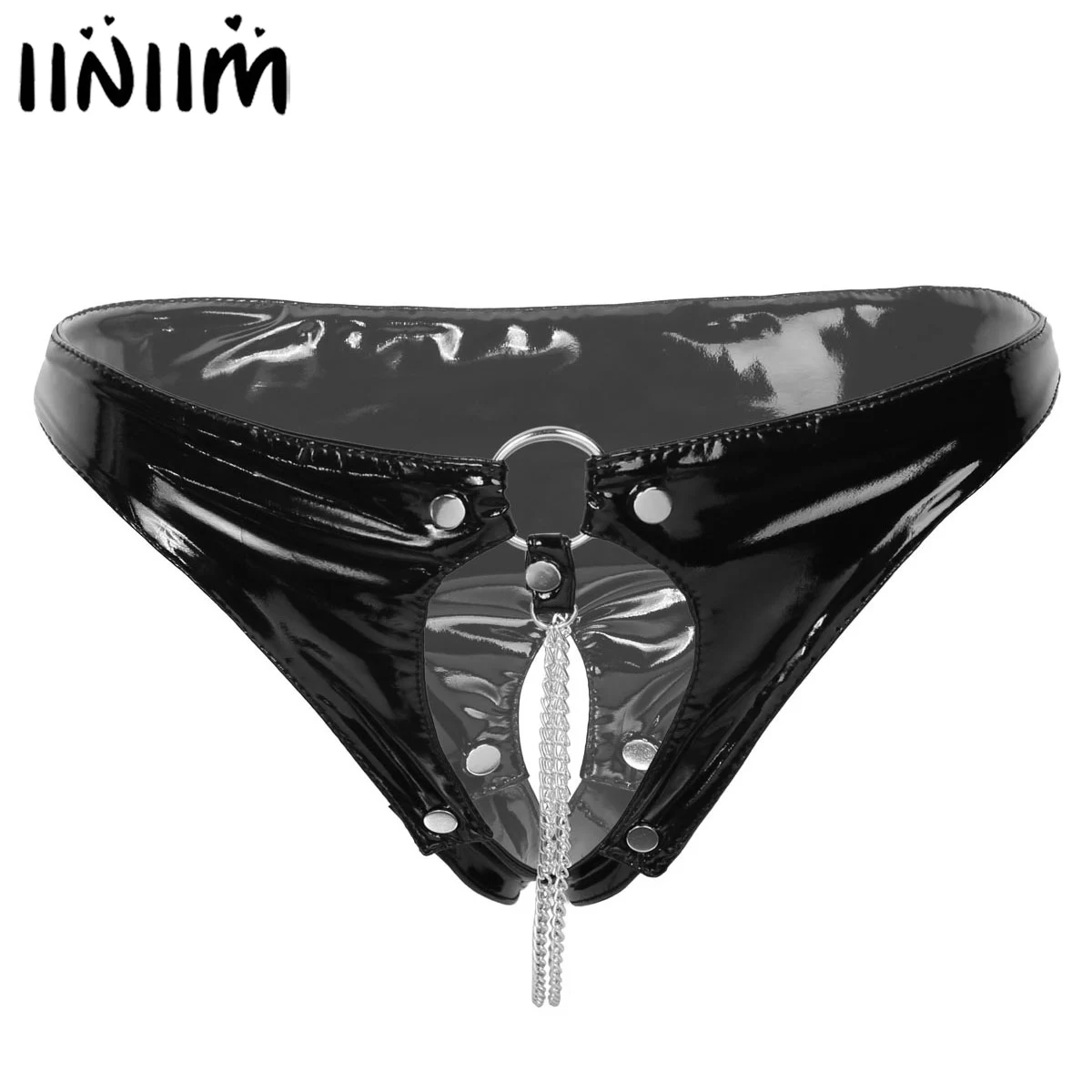 Iiniim женские трусики Wetlook кожаное нижнее белье из ПВХ эротические латексные