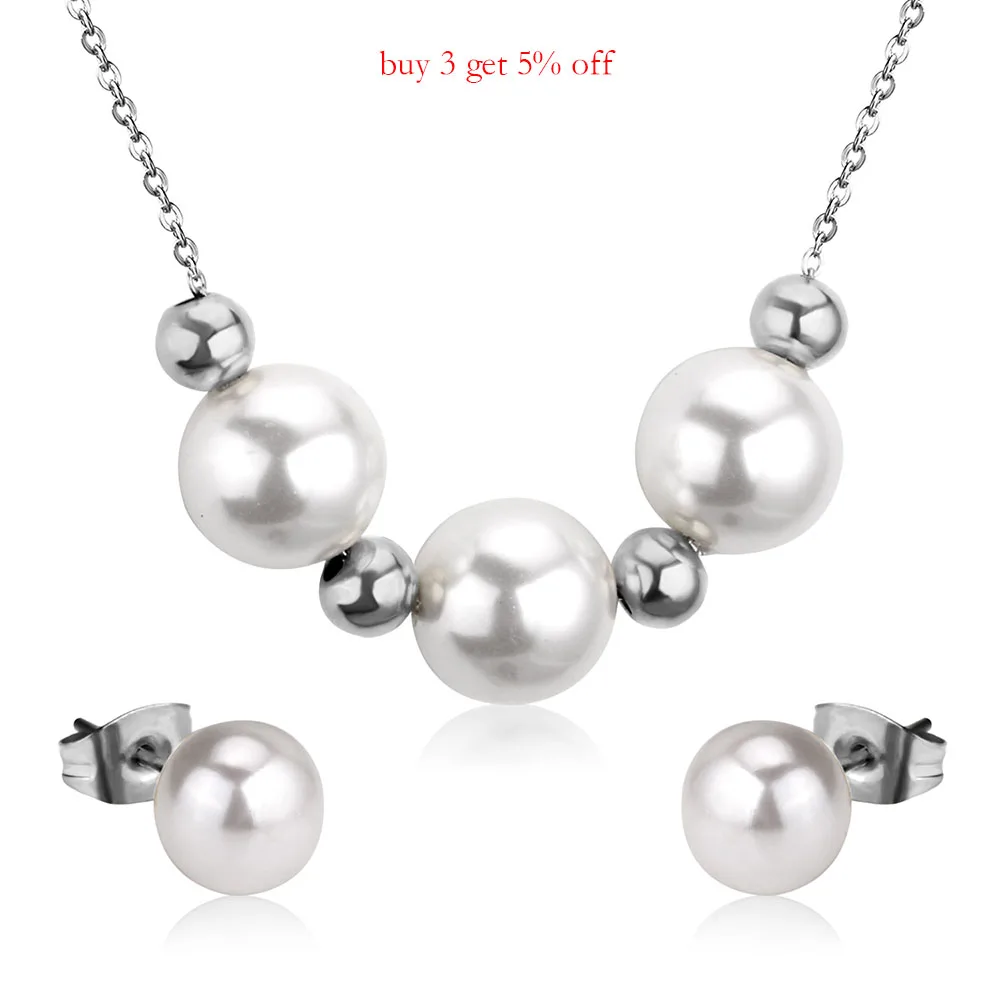 Комплект из колье и серёг-гвоздиков нержавеющей стали | Украшения аксессуары