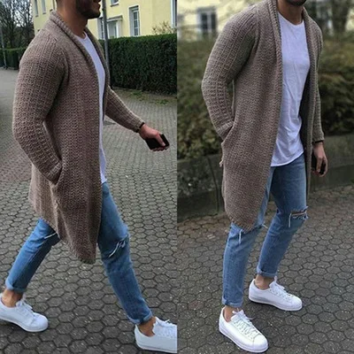 

cardigan long-sleeved large-size sweater Men's solid color sweater