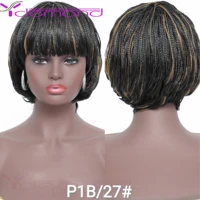 y demand short braided wigs with bangs for women braid african wig natural black cool girl natural hair synthetic fiber