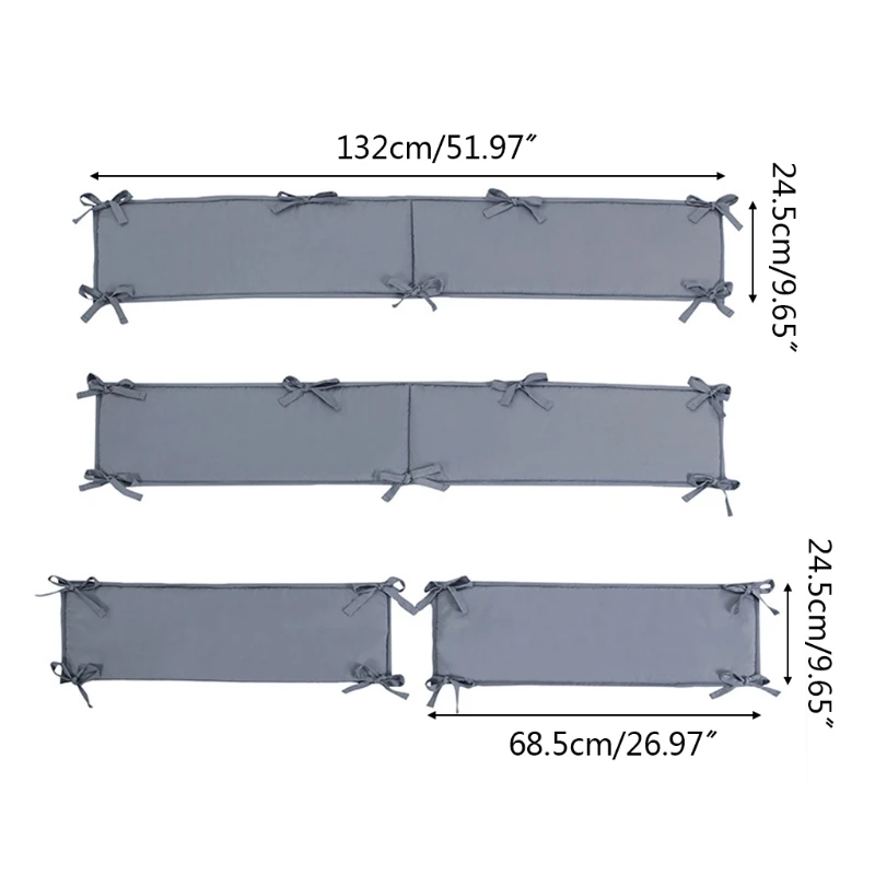 

4 Pcs Solid Color Baby Crib Bumper Newborn Cot Protector Pillows Infant Bed Cushion Mat Nursery Bedding