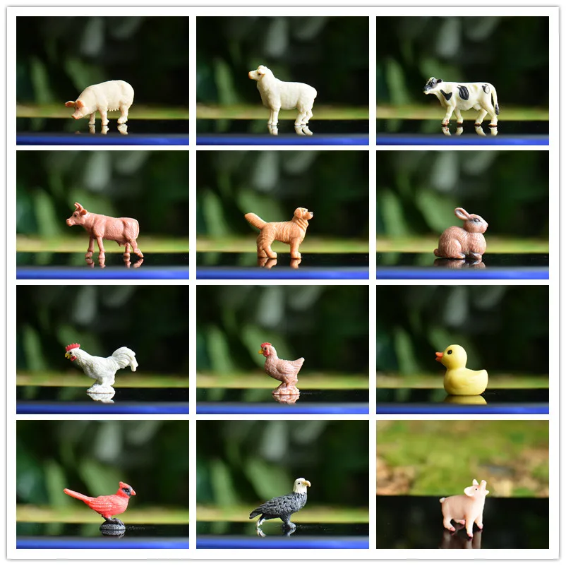 

Farm Animal Small Pet Model Fairy Garden Miniatures Accessories Decor Horse Dog Cat Pig Chicken Duck Action Figure Figurine Toys