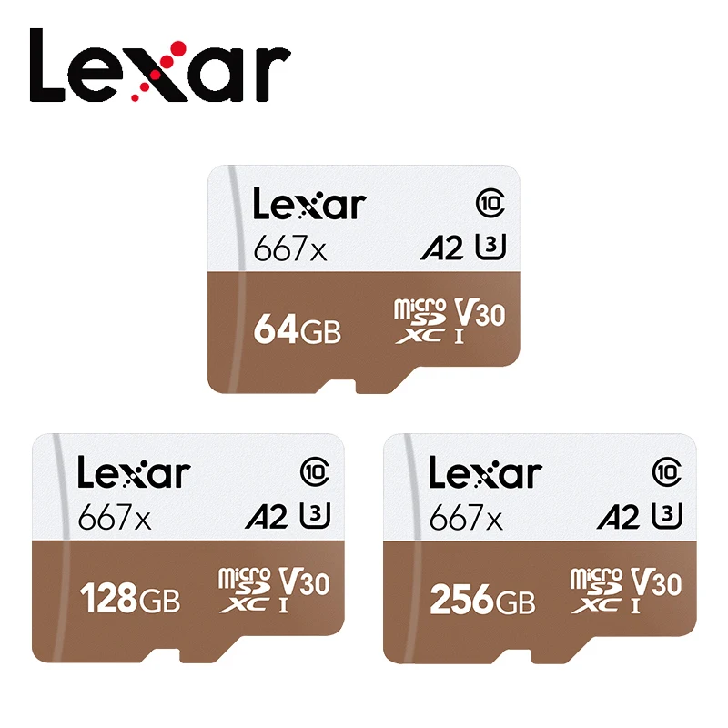 Оригинальная карта памяти Lexar A2 667x SDXC Micro SD карта 64 Гб 128 ГБ 256 ГБ A2 U3 V30 C10 TF карта для 4K видео microsd флэш-карты