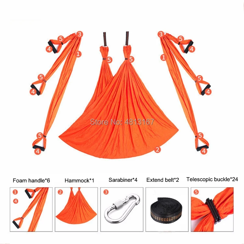 Подвесной гамак для аэройоги 6 ручек полный комплект подвесной пояс йоги