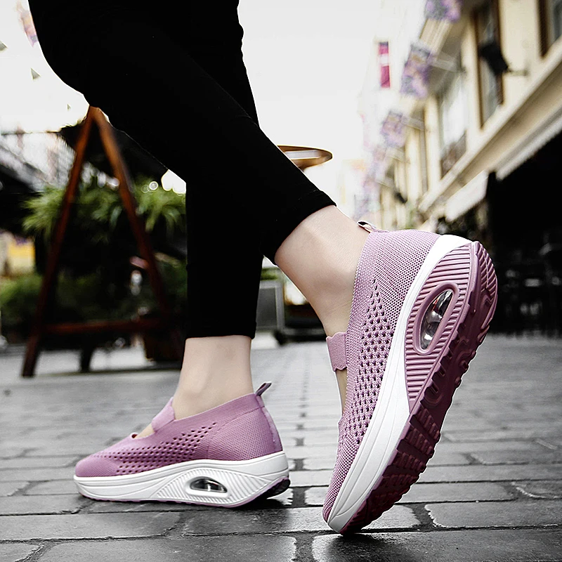 

Plus Size 35-42 Flat Platform Sneakers Women Shoes Summer Breathable Slip on Walking Shoes for Mother Tenis Feminino