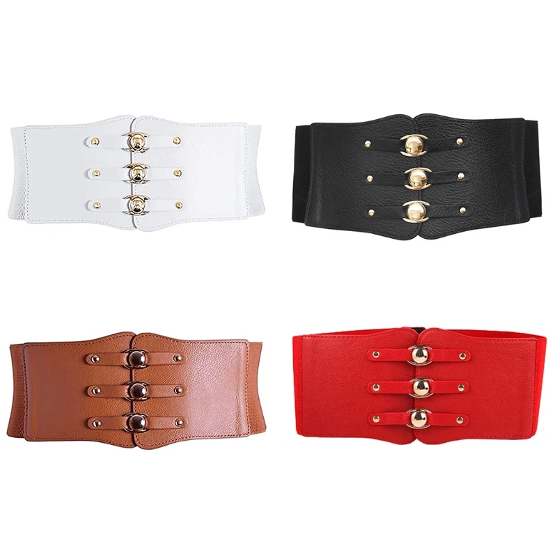

066F Stylish Stretchy Belt Women Female Corset Waistband Black Brown Red White Color