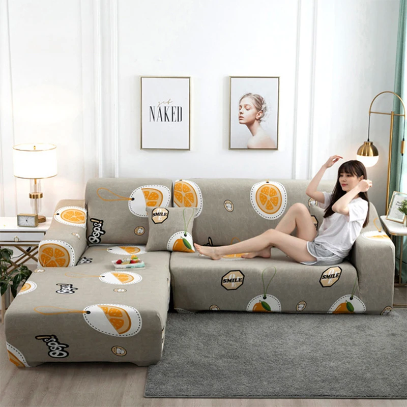 Эластичный чехол для дивана секционный эластичный L образной формы углового