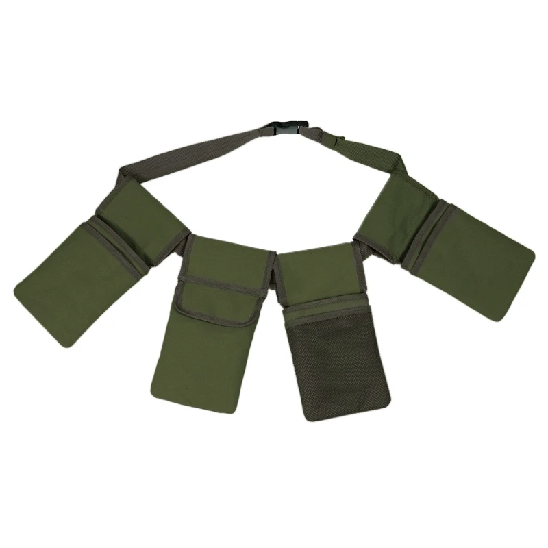 

Green Gray Canvas Garden Waist Apron Gardening Tool Belt Best Gift for Women with 4 Removable Pockets to Keep Tools