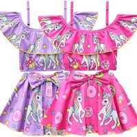 girls clothing sets new summer short sleeve t shirtprint unicorn skirt 2 pcsset for kids clothing sets baby clothes outfits