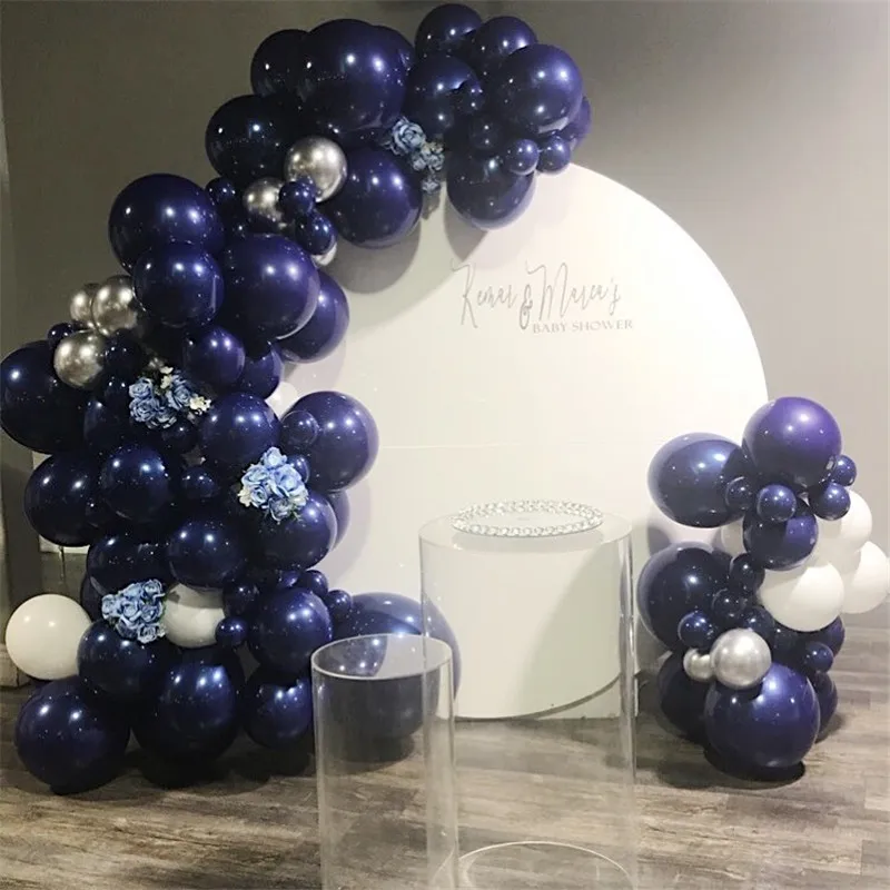 120 шт. темно синий белый латексный смешанный шар гирлянда из хромированного