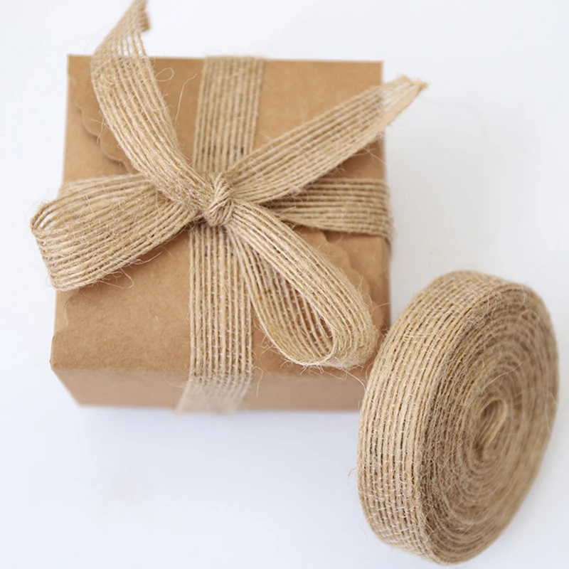 

10M Natural Vintage Jute Burlap Ribbon For Weddings Belt Strap Floristry Party Christmas Decoration DIY Gift Packing
