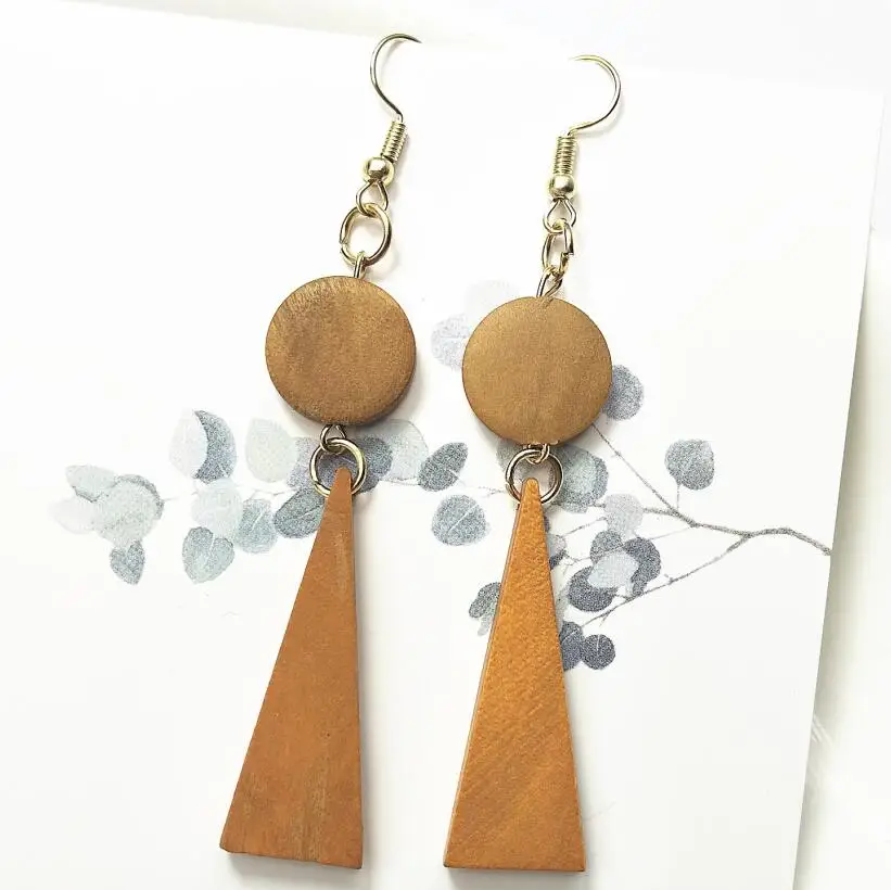 2019 деревянные круглые серьги для женщин в Корейском стиле|Серьги-подвески| |