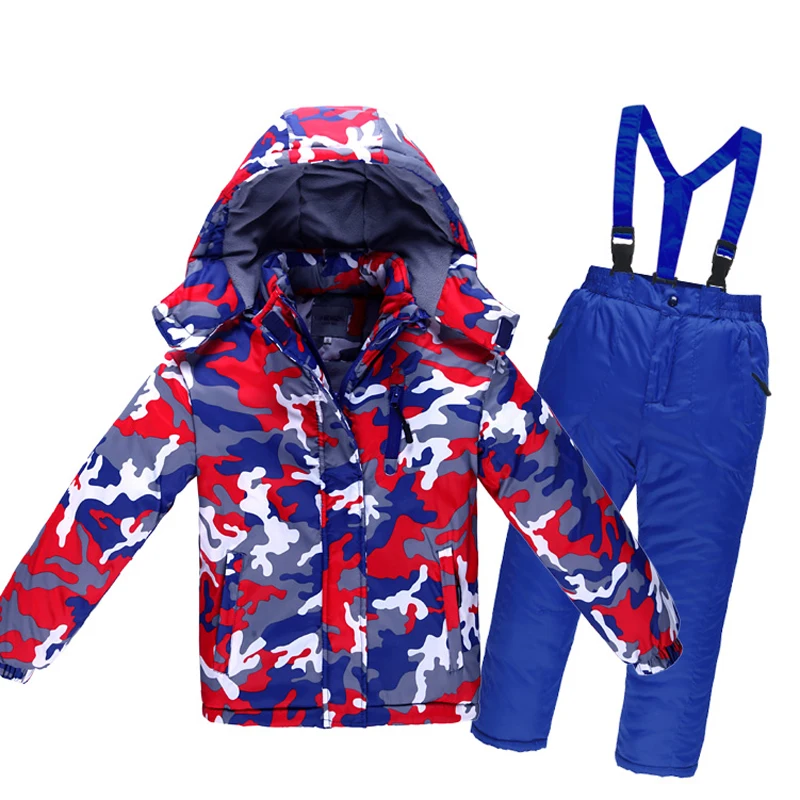Лыжный костюм для мальчиков и девочек водонепроницаемые штаны куртка утепленный
