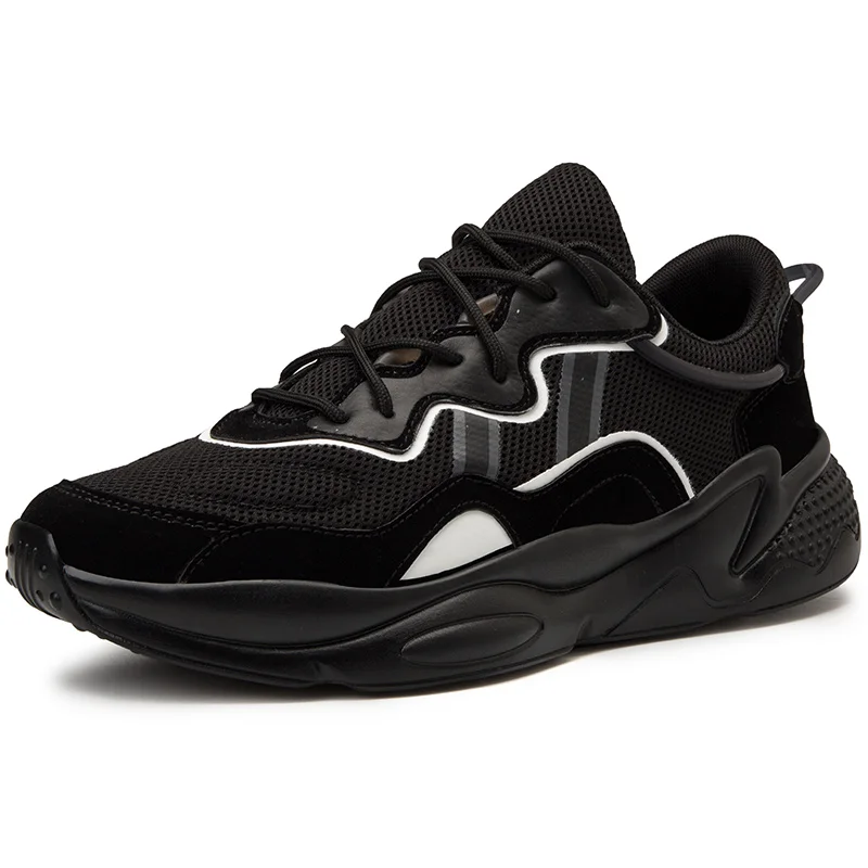 Black Chunky Sneaker Мужская повседневная обувь; зимние кроссовки; кроссовки на массивном каблуке; обувь для папы; мужские кроссовки; классические брендовые черные и белые кроссовки; мужские кроссовки на платформе; Новинка - Цвет: Black Chunky Sneaker