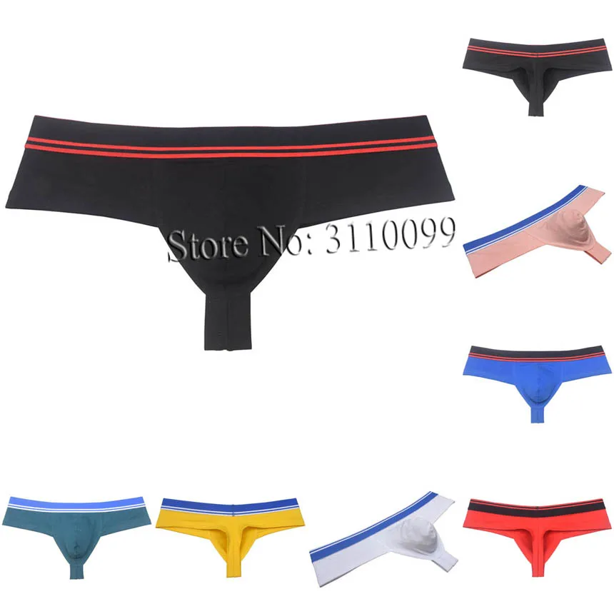 

Men's Cotton Boxer Briefs Pouch Thong Skimpy Shorts 1/3 Buttocks Underwear