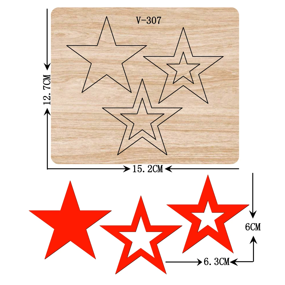 

New star wooden dies cutting dies for scrapbooking /Multiple sizes /V-307