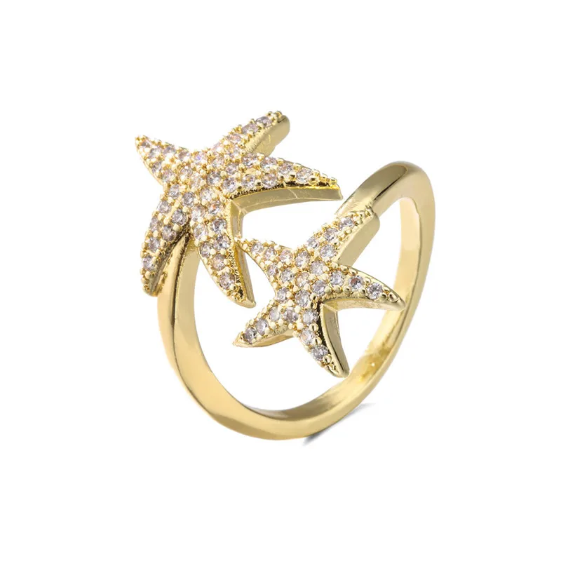 Разноцветное кольцо с кубическим цирконием ААА морской звездой для женщин и