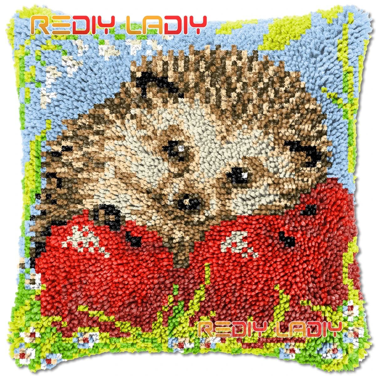 

Наволочка с защелкой и крючком для подушки, Ежик с яблоком, наборы для вышивки, крупная акриловая пряжа, вязаная подушка, чехол, искусство и р...