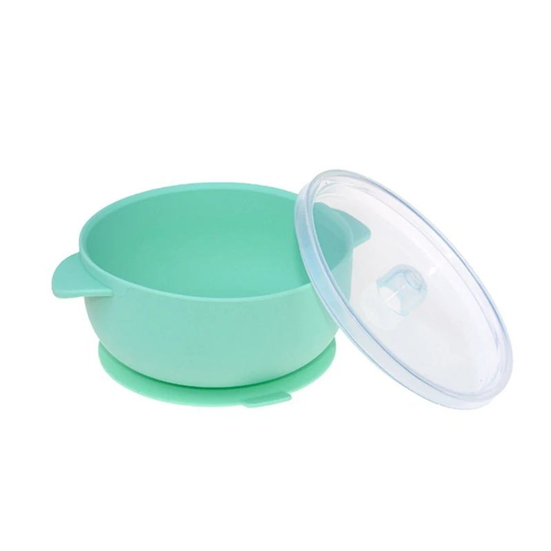 W3JF BPA-Free Silicone Baby Suction Food Bowl with Lid Spill-resistance Sucker Plate | Мать и ребенок