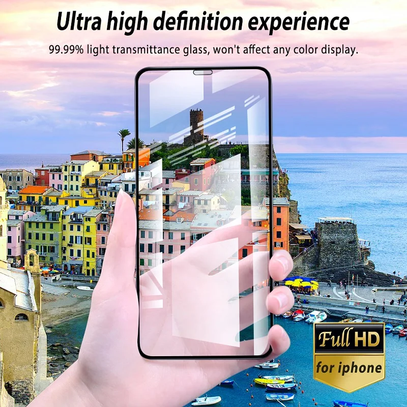 9D полное покрытие закаленное защитное стекло для iPhone 11 Pro Max 6 6s 7 8 Plus X XS Max XR стекло защитная пленка фольга