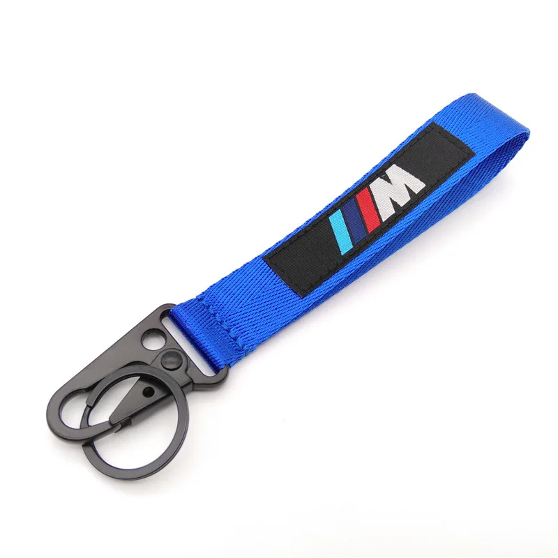 

VEHICAR Car Key Chain Backpack Embroidery Trailer Belt for BMW M E Personalized Metal Auto Key Ring Wrist Lanyard Key Holder