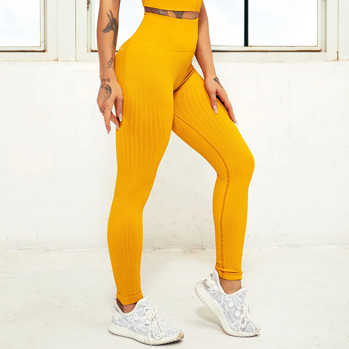 

Seamless Ribbed Leggings Women High Waist Workout Fitness Pants Comfy Athletic Squat Proof Yoga Running Scrunch Tights Clothing