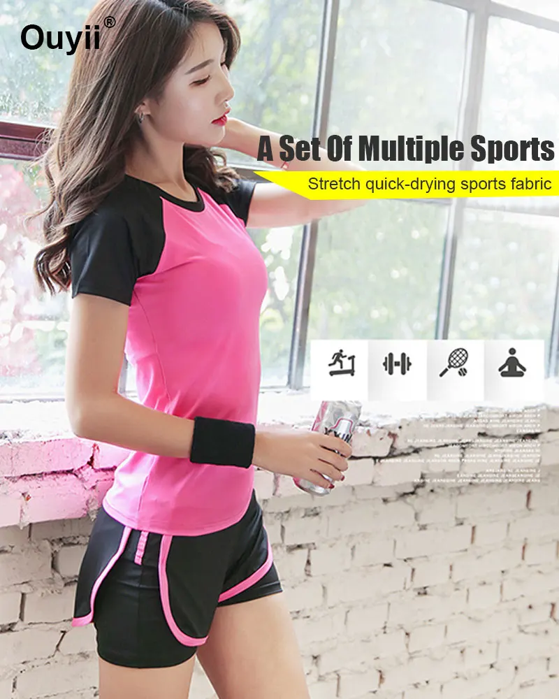 Women Sport Leggings Suit 2 Pieces Set Dance Yoga Practice Long Slevees Tight Stretch Fitness Running Spoerswear | Спорт и