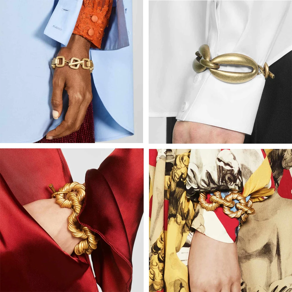 2019 ZA винтажные золотые металлические браслеты для женщин Ограниченная серия