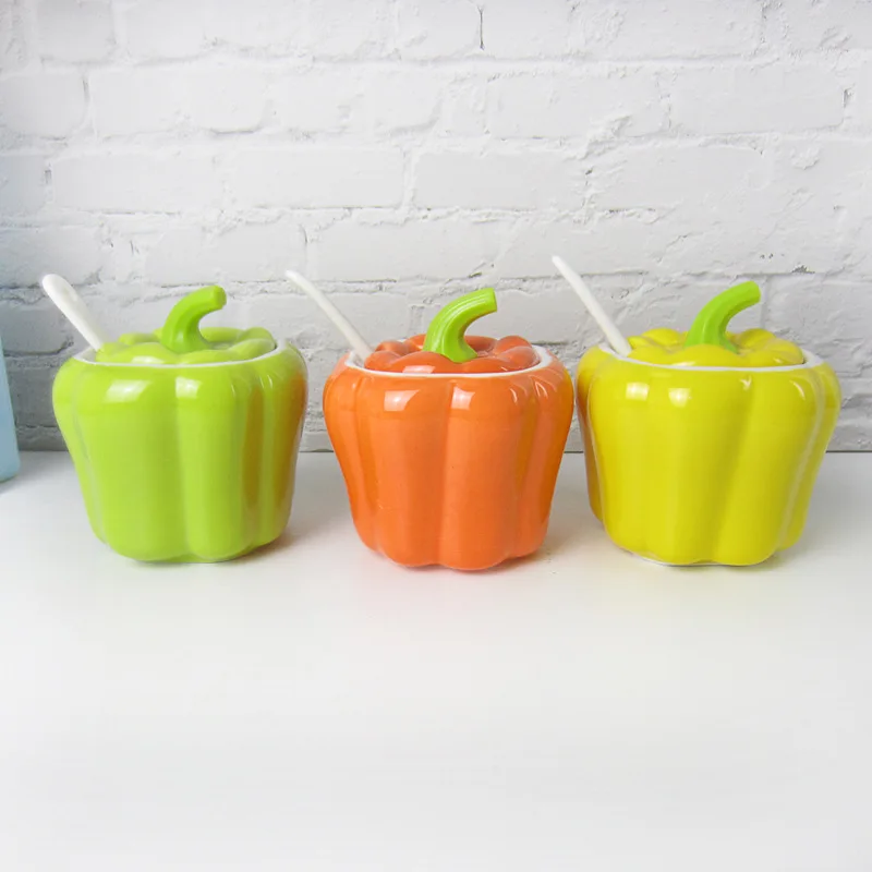 Набор керамических приправ в виде тыквы маленького яблока|Солонки и тара для хранения| |