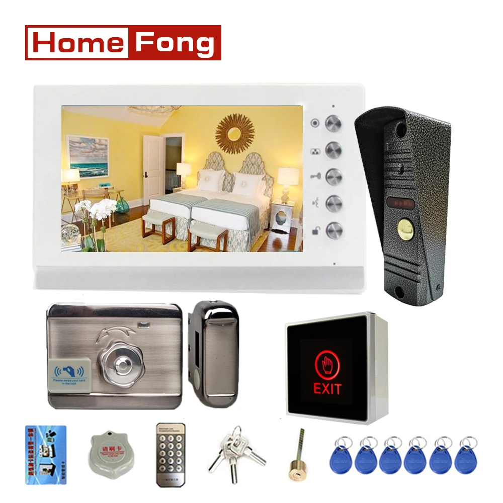 

Homefong 7-дюймовый Домашний домофон с замком, видеодомофон, дверной звонок с камерой, дневной и ночной режим