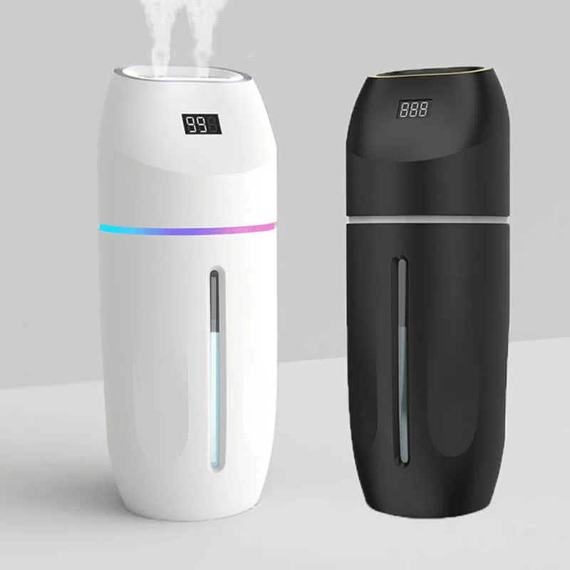 

500Ml Double-Head Spray Humidifier,Cool Mist Humidifier With 2000Mah Battery Operated,For Car Home Bedroom Ravel