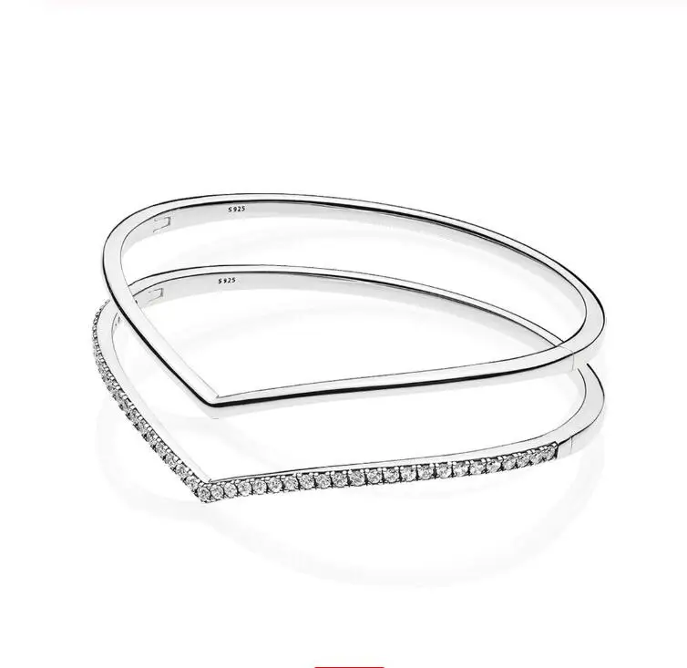 

2019 New 925 Sterling Silver pandora Bracelet Fit Original Shimmering Wish Bangle Stack For Women DIY Jewelry Birthday Gift