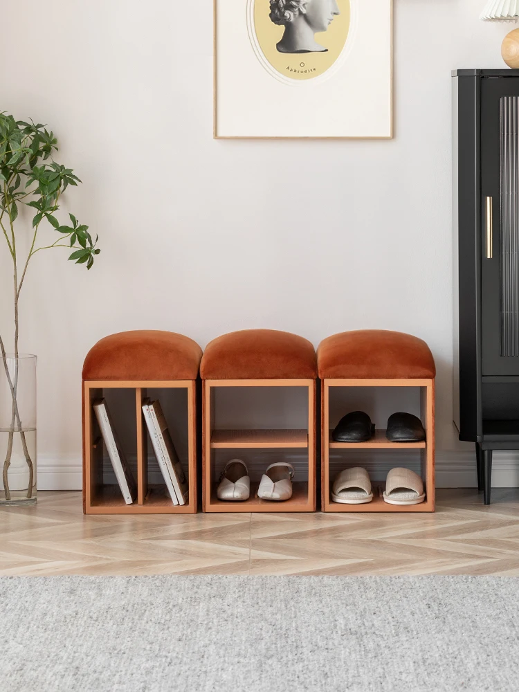 

GY Home Shoe Changing Stool Door Light Luxury Creative Sitting Shoe Cabinet Stool Integrated Footstool Stool Low Stool
