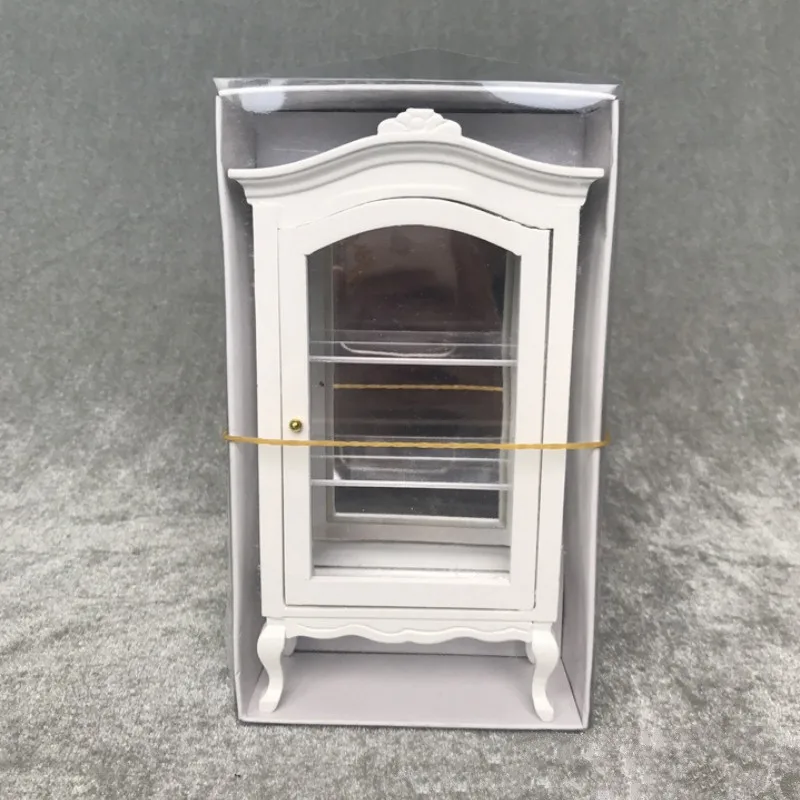 

1: 12 Dollhouse Miniature Furniture Wooden White Wardrobe Model House Furniture Accessories Pure White Cabinet Decoration Gift