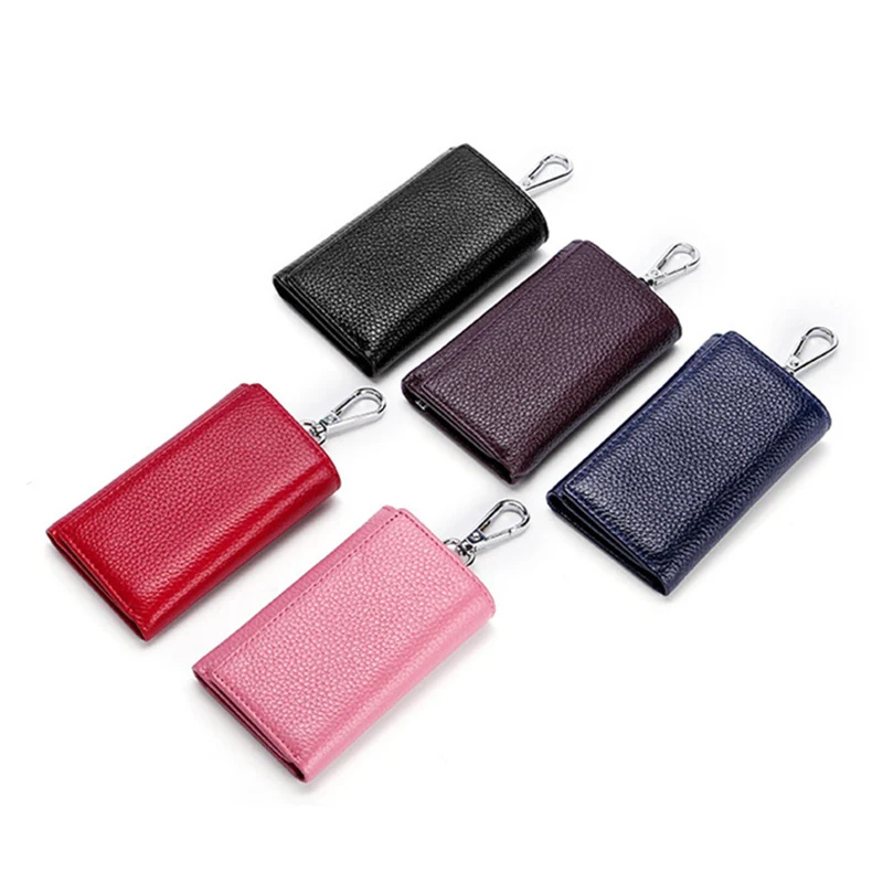 Кошелек для ключей из натуральной кожи с тремя складками Женский брендовый мини