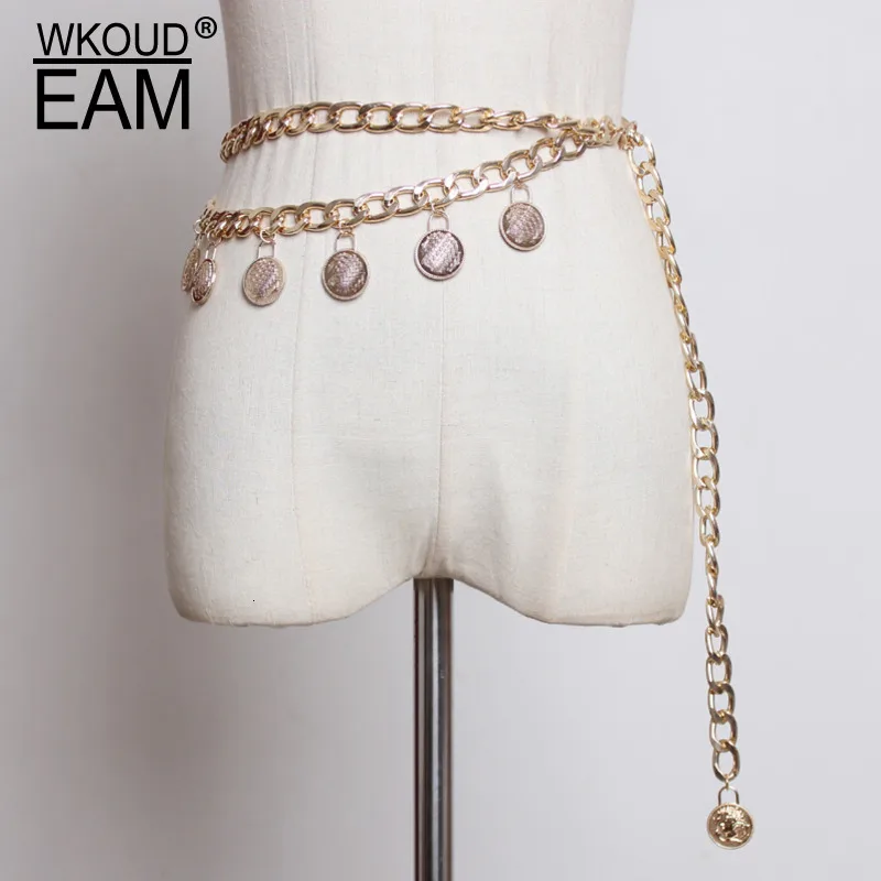 WKOUD EAM Overstate Сексуальная винтажная монета с кисточками цепочка для живота женские