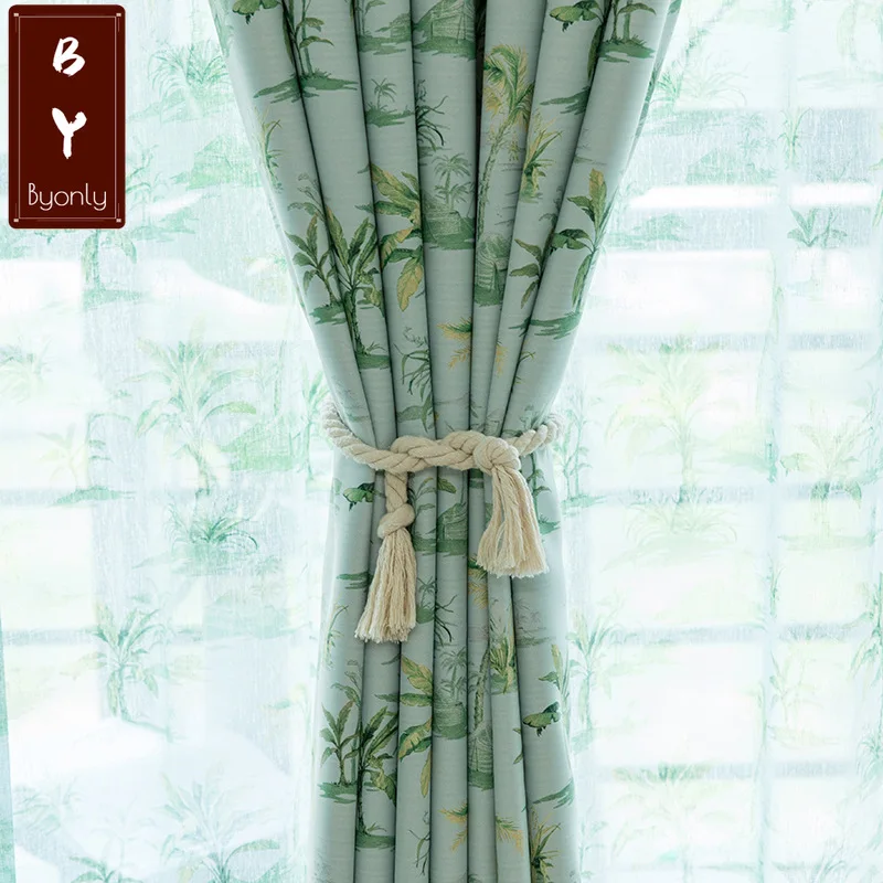 

Fresh Curtain for Living Room Bedroom Velvet Blackout Embroidered Curtain Backdrop Cloth Window Yarn Custom