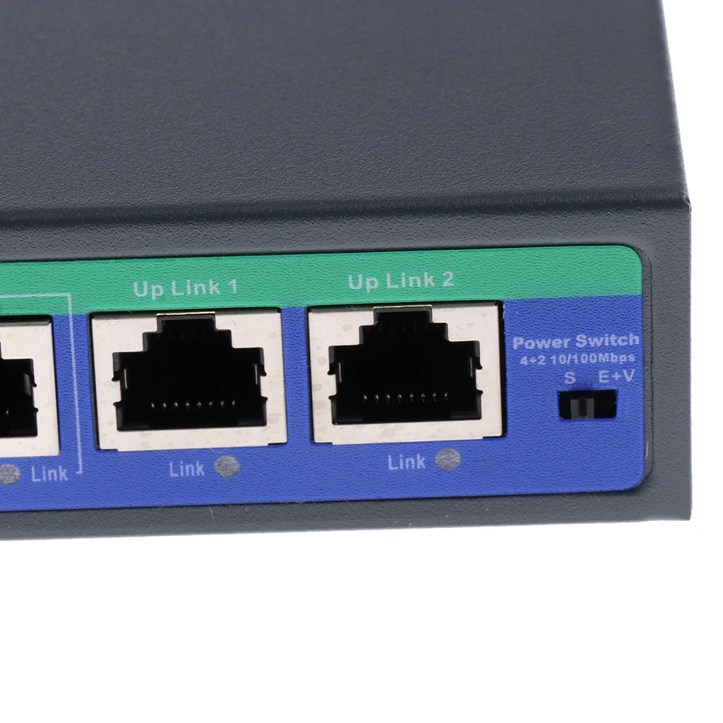6 портов 10/100 Мбит/с 4 POE порта и 2 Uplink адаптер питания через Ethernet-коммутатор |