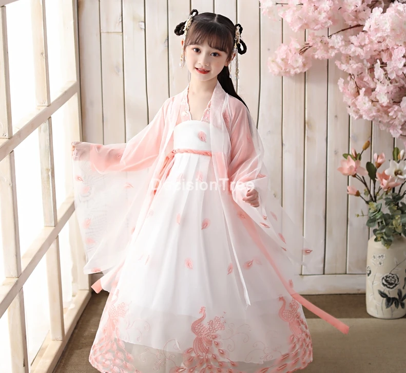 

2022 traditional chinese folk dance ancient clothing fairy dance costumes hanfu dress tang dynasty costume girls children dress