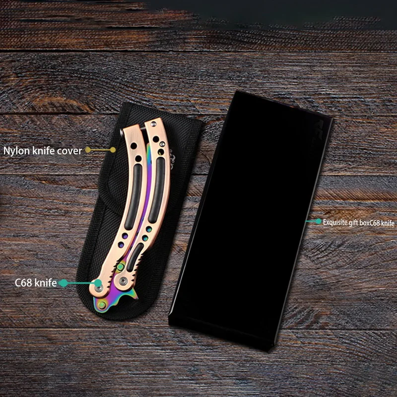 Colorful Game Knife Balisong Trainer Training Pocket CS GO Karambit Dull No Practice Butterfly In | Инструменты
