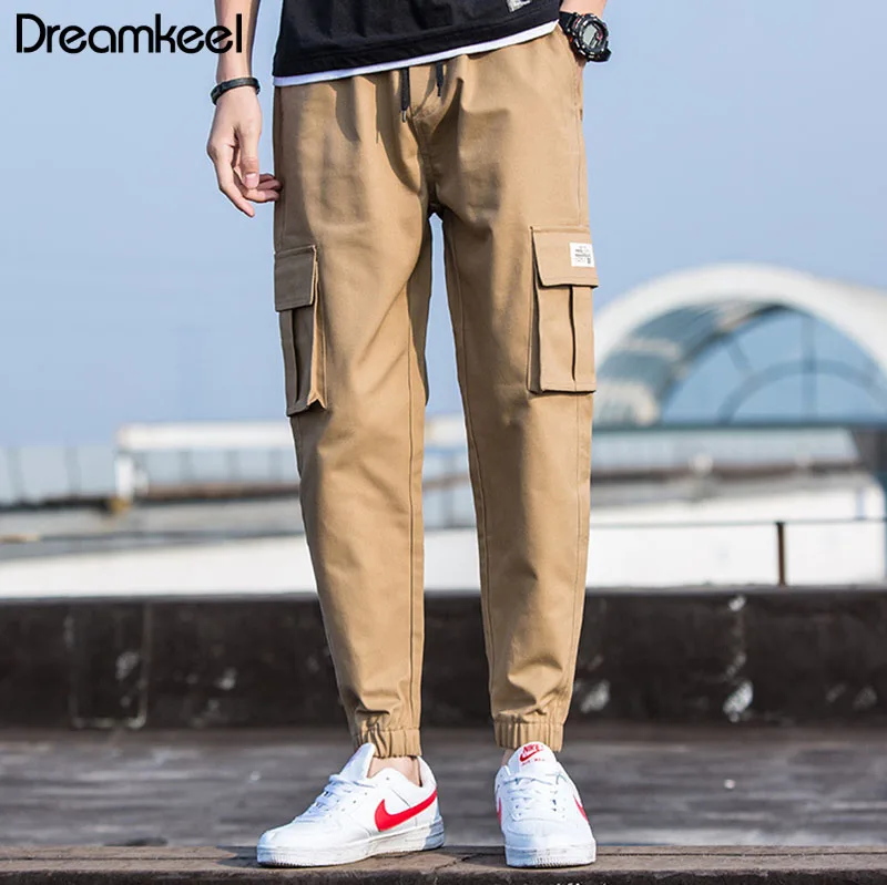 Мужские спортивные брюки в стиле хип хоп повседневные черные для бега с боковыми