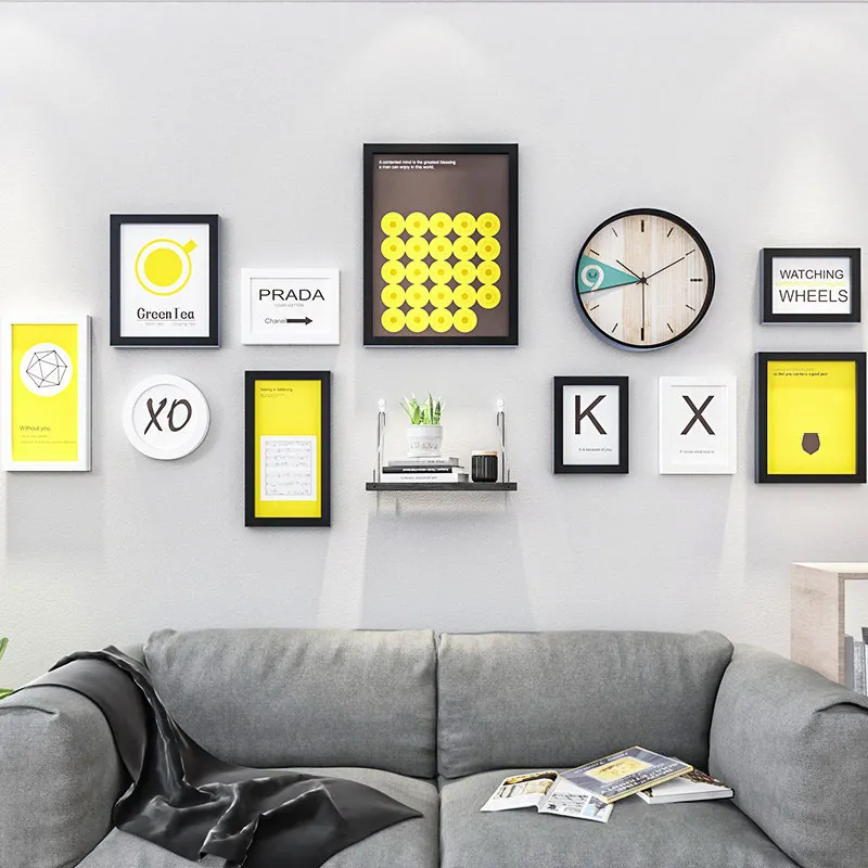 

Nordic Modern Style Wall Painting Photo Frame Combination Sofa Background Hanging Decor Picture Frames For Family Wedding Gift