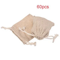 60pcs small linen bags pouch jute sack gift bags drawstring design jewelry christmas gift pouch home party favor storage bags